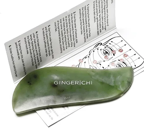 Herramientas de masaje Gua Sha Scraping, guasha Jade-Gua Sha, herramienta de masaje ultra lisa para levantamiento facial natural y tratamiento de la
