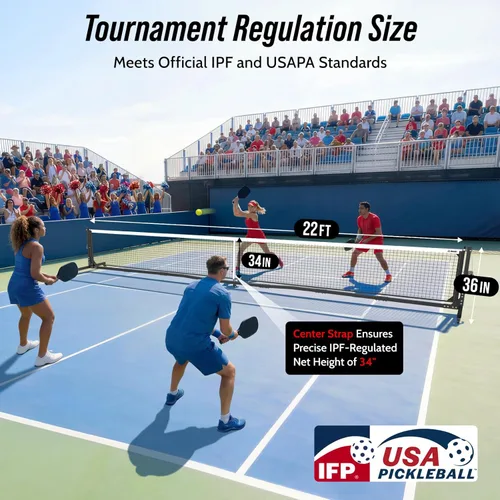 Vista 2 de Tournament-Grade Pickleball Net, IFP/USAPA Standards Regulation Size, Rust-Resistant Aluminum Frame with Hand-Crank Tension System for