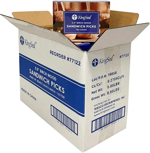 Vista 5 de KingSeal - Púas de sándwich de madera de abedul natural, 3000 unidades, palillos de aperitivos, palos de encerado de salón, 3.5 pulgadas de largo