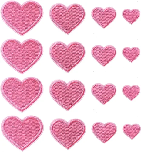 Vista 12 de 24 parches para planchar con corazón negro, parches bordados con corazón para ropa, chaquetas, sombreros, mochilas, jeans