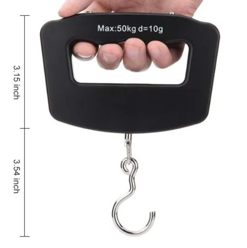 Vista 2 de Balanza electrónica portátil de viaje para equipaje de mano con pantalla LCD digital para colgar maleta de pesas 1102 lbs luz azul para equipaje