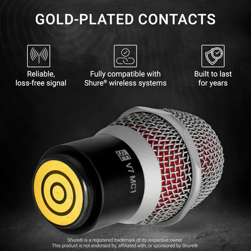 Vista 4 de SE ELECTRONICS V7 MC1 - Cápsula de micrófono inalámbrico, compatible con transmisores inalámbricos Shure, micrófono dinámico profesional para canto
