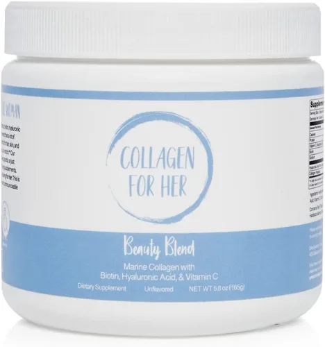 Mezcla de belleza de colágeno marino - Polvo de proteína de colágeno hidrolizado, ácido hialurónico, biotina, vitamina C Suplemento para cabello,