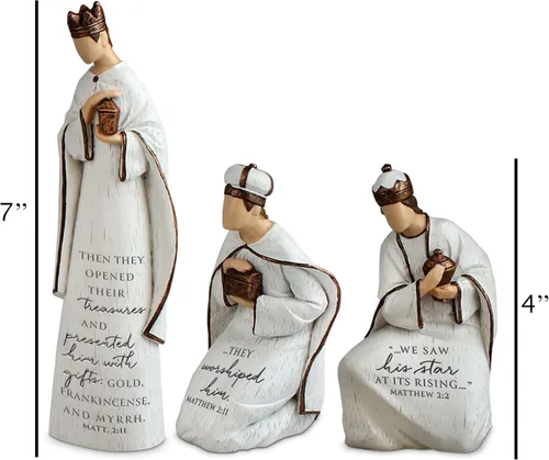 Vista 4 de Lighthouse Christian Products A Savior is Born - Juego de 9 piezas de 7.25 pulgadas de resina escrita para Navidad