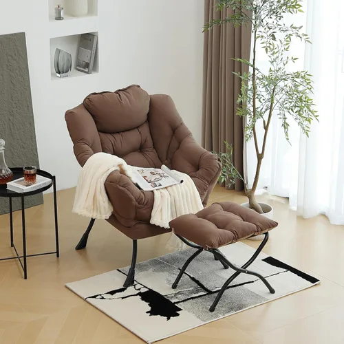 Vista 297 de Silla Lazy con otomana, silla moderna con reposapiés plegable, silla de acento de salón, cómoda silla de lectura para dormitorio, estudio, sala