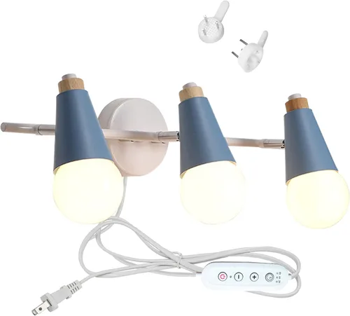 Vista 16 de Lámpara de pared ajustable de 3 cabezales sin taladrar, con interruptor de temporizador regulable, con certificación UL, de 5 pies, compatible