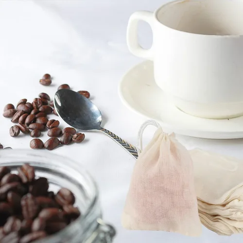 Vista 8 de TamBee Bolsa de té de malla de muselina con cordón de 3 x 4 pulgadas, bolsas de té reutilizables, bolsa de filtro de té para hojas sueltas, hierbas