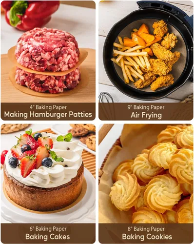 Vista 7 de Baklicious 250 unidades de papel pergamino redondo de 4 pulgadas. Papel pergamino redondo antiadherente, círculos de pergamino para hornear