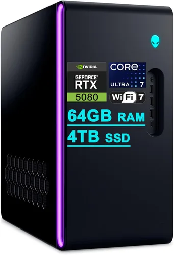 Vista 16 de Dell Alienware Aurora ACT1250 Gaming AI Desktop Intel 20-core Ultra 7 265F 32GB RAM 2TB SSD GeForce RTX 5080 16GB GDDR7 (hasta 1801 AI Tops)