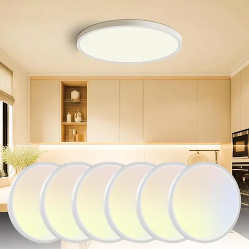 Vista 12 de Paquete de 1 lámpara LED de techo empotrada, regulable y equivalente a 100 W, luz de techo LED súper delgada, 3000K-6500K seleccionable, lámpara