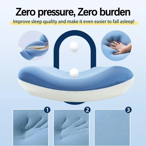 Vista 4 de Almohada refrescante de espuma viscoelástica – Soporte ergonómico para cuello y columna vertebral, almohada de cama transpirable para dormir