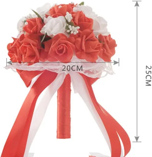 Vista 4 de Ramo de boda – Ramo de flores artificiales de seda para dama de honor, novia, ramo de flores de satén de diamantes para boda, compromiso, decoración