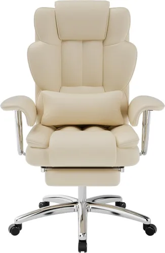 Big and Tall Executive Office Chair with Adjustable Footrest PU Leather Reclining Computer Chair Ergonomic High Back Swivel Heavy Duty for Home