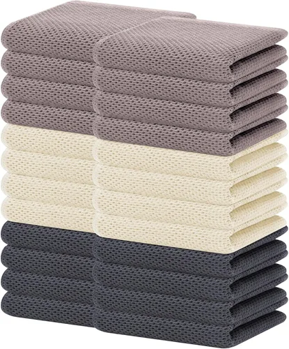 Vista 483 de Homaxy Paños de cocina de 100% algodón con tejido de gofre, ultra suaves, absorbentes, de secado rápido, 12 x 12 pulgadas, paquete de 6, amarillo
