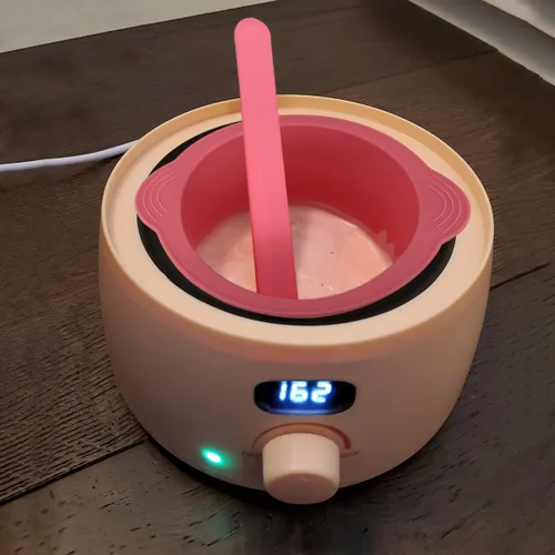 Vista 3 de KVZVK Cuenco de Cera de Silicona Antiadherente Recipiente Forro para Depilación con Espátula de Cera (Rosa)
