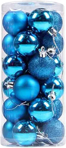 24 adornos de bola de Navidad, mini esferas de Navidad de plástico inastillables con cuerda para colgar, juego de bolas decorativas empaquetadas en