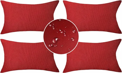 Vista 22 de Demetex Fundas de almohada de exterior de 16 x 16 pulgadas, impermeables, fundas de almohada decorativas de lino para sala de estar, balcón, jardín