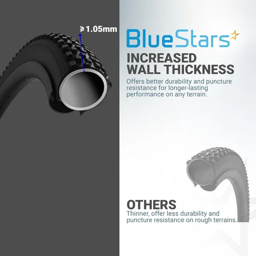 Vista 9 de BlueStars Heavy-Duty Bike Inner Tubes with Schrader Valve – Thick Butyl Rubber Replacement for for 14–26 Inch Bicycle & E-Bike Tires (2-Pack)