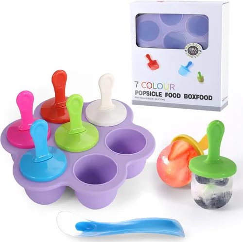 Vista 9 de Moldes de Silicona para Paletas, Moldes para Paletas de Hielo, Contenedor de Almacenamiento para Comida Casera, Moldes Pop DIY de Helados para Niños