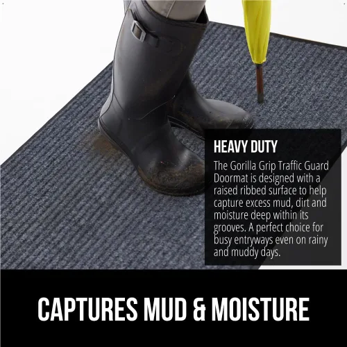 Vista 50 de Gorilla Grip - Tapete afelpado original de goma con perfil bajo, resistente, duradero, impermeable y fácil de limpiar para interior y exterior