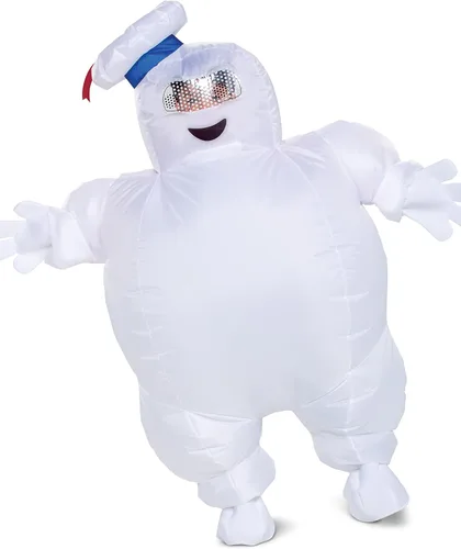 Disfraz inflable de Mini Stay Puft, disfraz oficial de Ghostbusters Afterlife Operado por fanáticos, tamaño para niños (hasta 7-8), multicolor