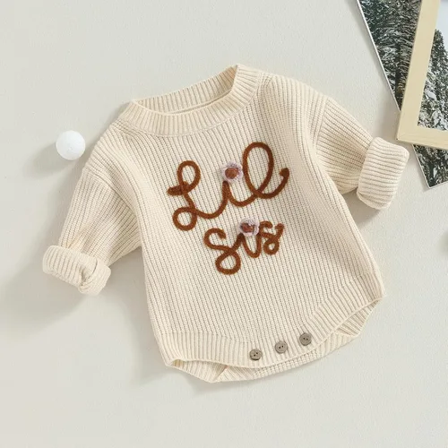 Vista 3 de VISGOGO Suéter a juego para hermanitas grandes y pequeñas, ropa de una sola pieza