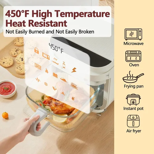 Vista 3 de Forros desechables para freidora de aire EKACO de 9 pulgadas - 125 piezas, forros cuadrados de papel pergamino, resistentes al calor