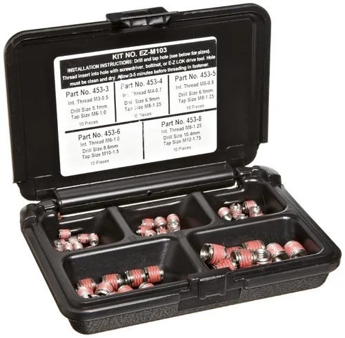 Vista 8 de E-Z LOK - EZ-C816 Insertos roscados para metal; Kit surtido; Acero al carbono; Pared pesada; Roscas internas UNC, 1/2-13, 5/8-11, 3/4-10, 1-8; 22