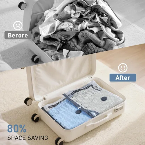 Vista 7 de Paquete de 20 bolsas de almacenamiento al vacío de viaje con bomba eléctrica recargable, bolsa de sellado de embalaje de compresión para equipaje, 5