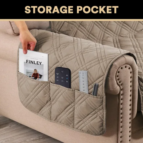 Vista 4 de PrinceDeco 100% Waterproof Loveseat Covers for 2 Cushion Couch Sofa Covers Waterproof and Washable Sofa Slipcover with Side Pocket Furniture
