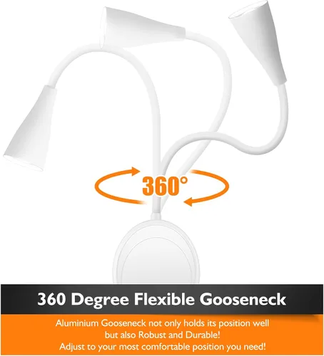 Vista 5 de SANKEDOU Luz de lectura LED para montaje en pared, luces de lectura de cabecera con control táctil, 5 regulables, salida USB, luz nocturna