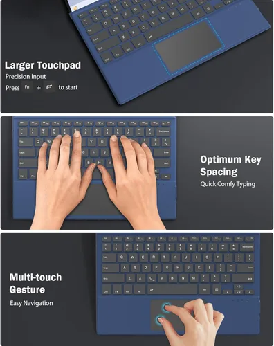 Vista 5 de Moko Funda tipo compatible con Microsoft Surface Pro 7 Plus/Pro 7/Pro 6/Pro 5/Pro 4/3, teclado inalámbrico ultra delgado con trackpad