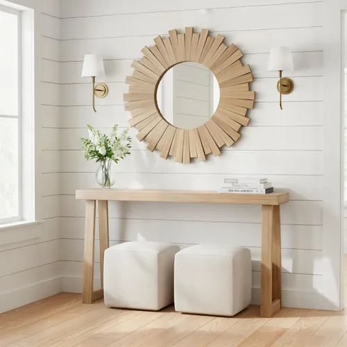 Vista 16 de Plank+Beam Mesa consola de madera maciza, 36 pulgadas, mesa de sofá, mesa de entrada estrecha para pasillo, detrás del sofá, sala de estar, Negro