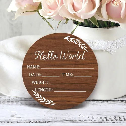 Vista 7 de Letrero de anuncio de bebé, letreros de Hello World para recién nacido, letrero de nombre de bebé, letreros de anuncio de nacimiento para accesorios