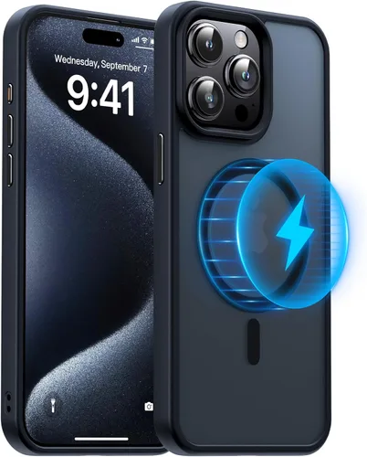 Vista 24 de Meifigno Magic Mag Series - Funda diseñada para iPhone 15, [protección de grado militar y compatible con MagSafe], parte trasera mate translúcida