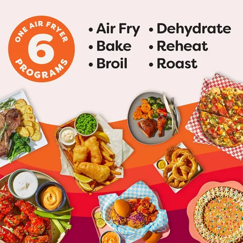 Vista 5 de Instant Pot 4Qt VORTEX 6 en 1 Mini Freidora de Aire, Opciones de Programa Personalizado, Freír al Aire, Asar, Tostar, Deshidratar, Hornear, Negro