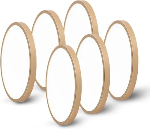 Vista 8 de Lámpara de techo LED dorada, 12 pulgadas, 28 W, 5000 K, luz diurna LED, montaje empotrado ultra delgado para dormitorio, sala de estar, comedor