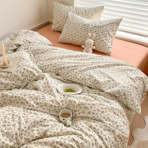 Vista 162 de mixinni Juego de funda de edredón de algodón floral para niñas y adolescentes, con lazos de cremallera, fácil cuidado, ultra suave y transpirable