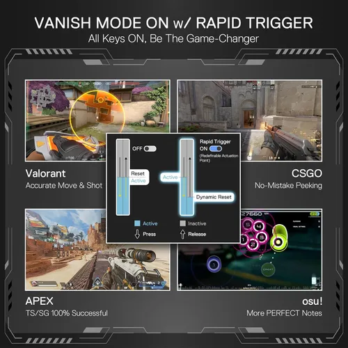 Vista 3 de Redragon K617 HE Teclado Gaming de Activación Rápida, 60% 61 Teclas Teclado Mecánico Cableado con Activación Hiper-Rápida, Interruptor Magnético