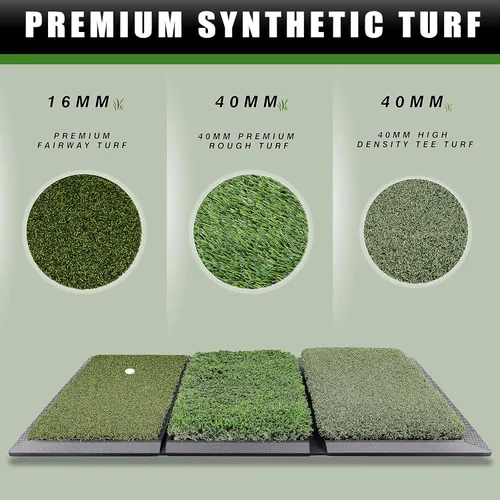 Vista 4 de CHAMPKEY Alfombrilla profesional de golf Tri-Turf Alfombrilla de práctica de goma resistente ideal para entrenamiento en interiores y exteriores