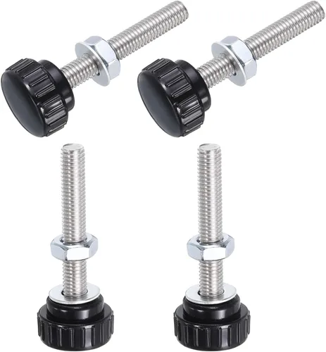 Vista 59 de Uxcell - 4 juegos de pomos moleteados con tornillos de pulgar, tuercas y arandelas, rosca macho métrica M3 x 30 mm, 14 mm de plástico, cabeza de 304