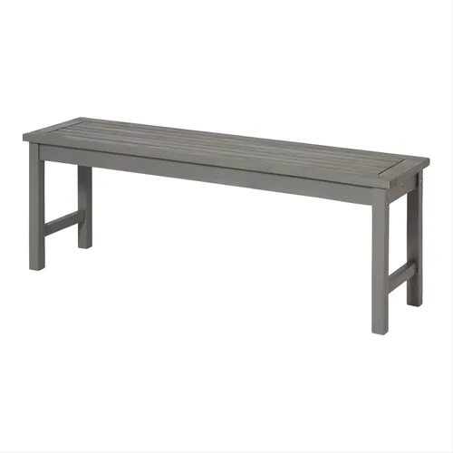 Vista 9 de Walker Edison Rendezvous - Banco moderno de madera de acacia maciza para patio, 53 pulgadas, color gris lavado
