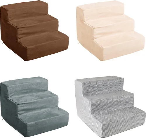 Vista 6 de Petmaker - Escaleras de espuma de alta densidad para mascotas, funda extraíble de microfibras y parte inferior antideslizante con zíper, lavable a