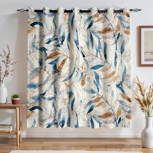 Vista 21 de SUBRTEX - Cortinas opacas de 52Wx63L, cortinas florales para oscurecer la habitación, cortinas de ventana aisladas térmicamente de 2 paneles