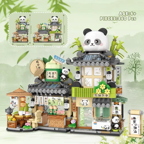 Vista 7 de Street View Cute Cat Shop Mini Bloques de Construcción, Juguetes de Construcción Creativos MOC Set de Construcción de Animales Lindos para Niñas