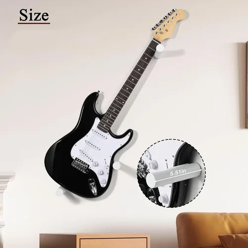Vista 5 de Soporte de pared para guitarra eléctrica horizontal, suspensión de guitarra de madera maciza Blanco