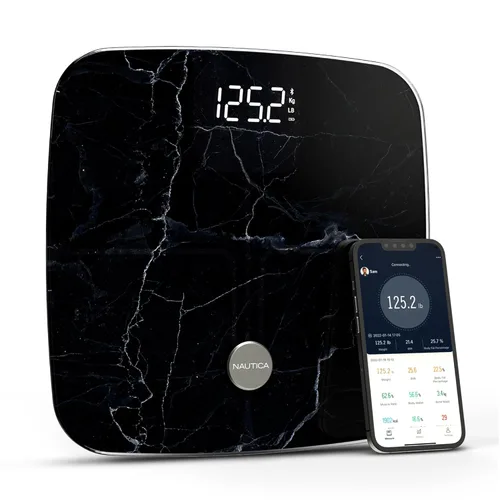 Vista 23 de Nautica Báscula digital de baño Body Tracker, báscula inteligente habilitada para Bluetooth con IMC, grasa corporal, seguimiento de masa muscular