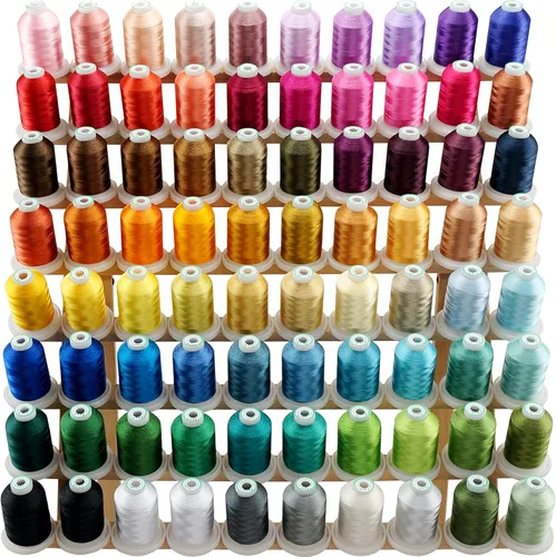 New brothread 80 carretes de poliéster para máquina de bordar, kit de hilo de 3,280.8 ft (1100Y) cada carrete, colores compatibles con colores