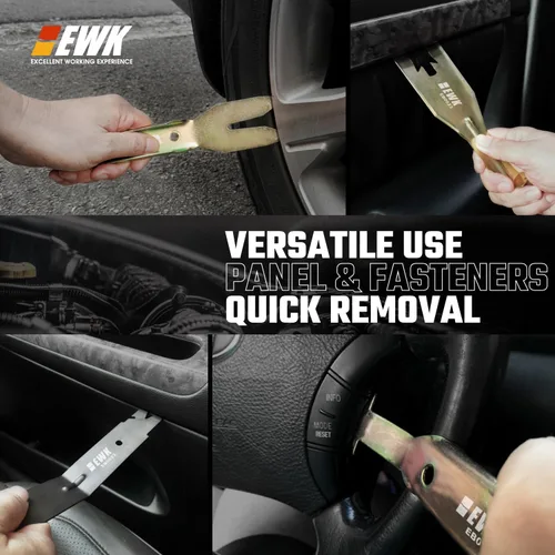 Vista 7 de EWK Juego de herramientas de eliminación de molduras de metal, extractor de clip para panel de puerta de automóvil, tablero de audio, kit de palanca
