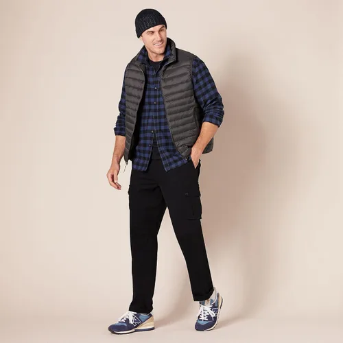 Vista 8 de Tienda Essentials - Pantalones cargo elásticos de corte recto para hombre (disponibles en tallas grandes y altas)